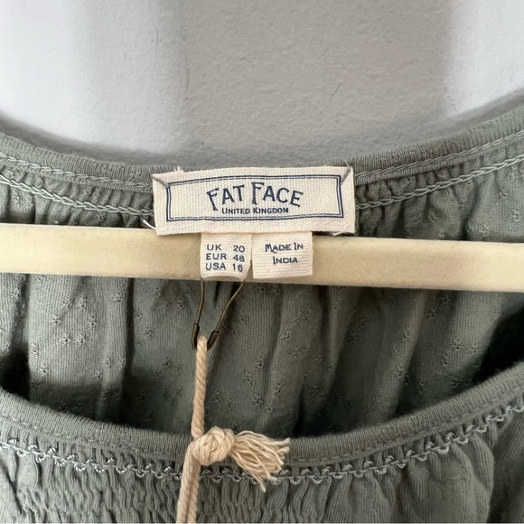Fat Face Sage Green Short Cap Sleeve Jersey Textured Shirt Top - US 16 UK 20 - Picture 4 of 9